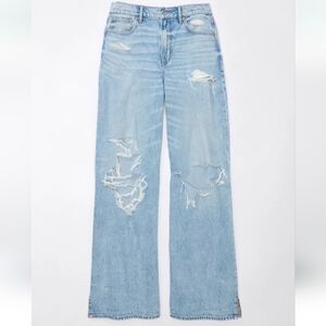 AE Dreamy Drape Super High-Waisted Baggy Wide-Leg Jean size 16 long